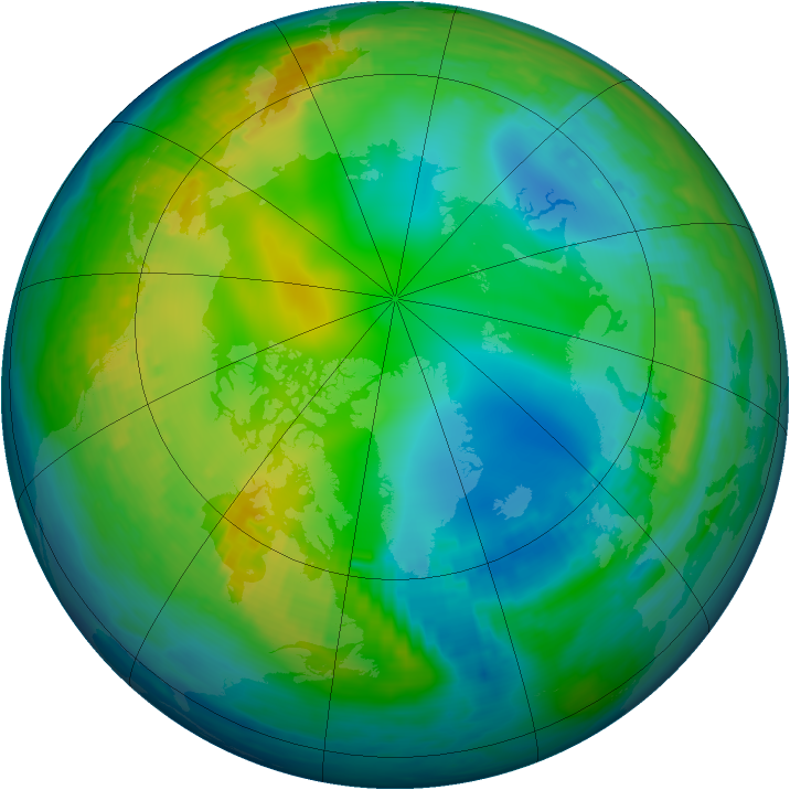 Arctic ozone map for 25 November 1989